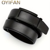 Resim Oyifan Erkekler için Otomatik Alaşımlı Tokalı Ayarlanabilir Hakiki Deri Kemer - İş ve Günlük Kullanım İçin Şık Siyah Sığır Derisi Tasarım Kemeri, Babalar Günü veya Sevgililer Günü İçin Mükemmel Hediye 