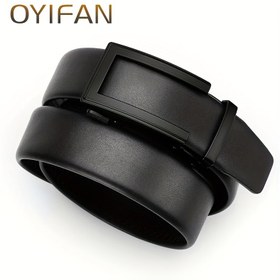 Resim Oyifan Erkekler için Otomatik Alaşımlı Tokalı Ayarlanabilir Hakiki Deri Kemer - İş ve Günlük Kullanım İçin Şık Siyah Sığır Derisi Tasarım Kemeri, Babalar Günü veya Sevgililer Günü İçin Mükemmel Hediye 