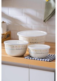 Resim Acar Made With Love Emaye 3 Lü Saklama Ve Karıştırma Kabı Renkli 