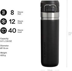 Resim Stanley GO Quick Flip Paslanmaz Çelik Termos, Siyah, 0.7 Litre 