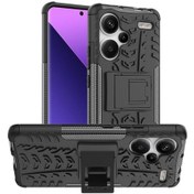 Resim Xiaomi Redmi Note 13 Pro Plus 5g Kılıf Lastik Desen Tasarımı Pc + Tpu Telefon Kılıfı, Kickstand İle 