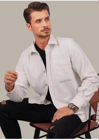 Resim Beyaz Düz Oversize Geniş Kalıp Kalın Oduncu Hediye Kutulu Gömlek 001 