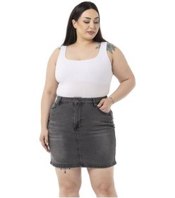 Resim Disentis Büyük Beden Taşlama Detaylı Beş Cepli Antrasit Mini Denim Etek-antrasit Antrasit 