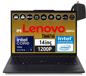 Resim Lenovo Thinkpad T14 Gen5 Ultra 7 155U 16GB Ddr5 256GB SSD 14\ Wuxga 400NİTS IPS WINDOWS11PRO Taşınabilir Bilgisayar WN012L54501426+ZETTAÇANTA 