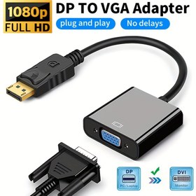 Resim DP'den HDTV 1080P/VGA 1080P/DVI dönüştürücü adaptör, erkek-dişi altın kaplama konektörlü, yüksek kaliteli siyah PVC malzeme, kompakt tasarım, bağlantı için kullanışlı 