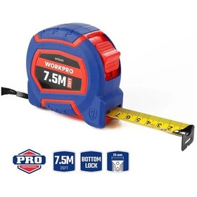 Resim Workpro Wp261010 7,5mx25mm/25ft. Naylon Kaplama Sarı Çelik Şerit Metre Standart 