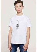 Resim Astronot Uzay Balon Ay Baskılı Unisex Çocuk Beyaz T-Shirt 