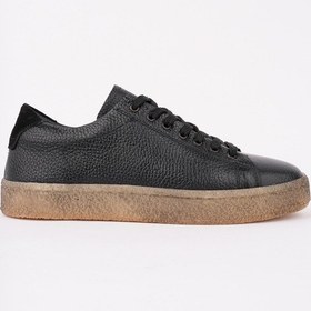 Resim Muggo Thomas Bağcıklı Hakiki Deri Erkek Günlük Sneaker Spor Ayakkabı Siyah 