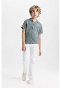 Resim DeFacto Erkek Çocuk Oversize Geniş Kalıp Polo Yaka Viskon Kısa Kollu Gömlek D0830A824SMKH458 