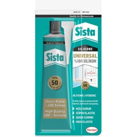 Resim Universal Silikon, Üstün KALITE%100 Beyaz Silikon, Mutfak, Banyo ve Pencereler Için Hızlı Kuruyan Dolgu Macunu, Sararma ve Küflenme Yapmaz, 50 gr Tüp 
