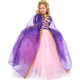Resim Moda Sitesi Taçlı - Pelerinli - Tarlatanlı Rapunzel Kostüm Mor 