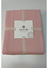 Resim Tek Kişilik Waffle Pike 160x230cm, %100 Pamuk, Petek Tasarım, Pudra Pudra 