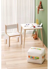 Resim Miracle 3d Çocuk Çalışma Masası Ve Sırt Dayamalı Sandalye Aktivite Masası Beyaz 
