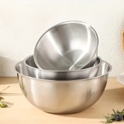 Resim 3 parça paslanmaz çelik salata kasesi seti - karıştırma kabı, salatalar, noodle'lar, çorbalar, meyveler, sebzeler, yumurtalar, pişirme, barbekü, açık hava ve mutfak malzemeleri için uygun, kolay saklama 