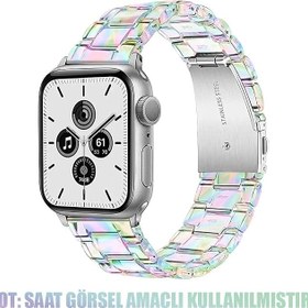 Resim Microsonic Apple Watch Series 6 40mm için Kordon Stainless Transparent Clear Çok Renkli [Watch Series 6 40mm ile Uyumlu Kordon - Çok Renkli] 