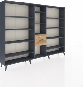 Resim Arges Dolap 11 Raflı 3 Çekmeceli 220x30x163 Antrasit-antrasit/çam Antrasıt/atlas Çam - Antrasıt 