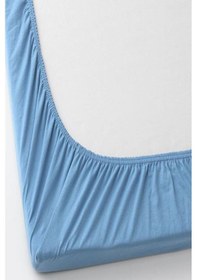 Resim 60x120 Cm Pamuklu Ve Lastikli Fittet Penye Bebek Çarşafı-mavi 