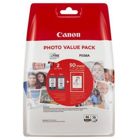Resim Canon PG-46L/CL-56 Orijinal Dört Renkli Kartuş Fotoğraf Kağıdı Hediyeli! - (9059B003) 