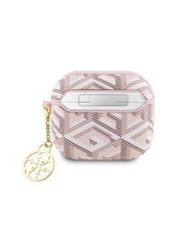 Resim Apple Uyumlu AirPods 3. Nesil Kılıf Guess Lisanslı G Cube Desenli 4g Süs Zincirli Pembe 