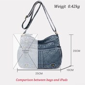 Resim Vkemall Geniş Kapasiteli Pu Kumaş Retro Mavi Çanta, Tek Omuz/çapraz Taşınabilir, Farklı Cep Tasarımı, Su Bardağı & Şemsiye Bölmeli 