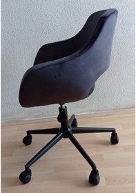 Resim Kamusalmarket Sekreter Koltuğu Siyah Metal Ayaklı Döküm Sünger 