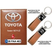 Resim Plakanıza Özel Toyota Logolu Taba Ruhsat Kabı Ve Anahtarlık 