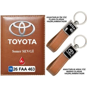 Resim Plakanıza Özel Toyota Logolu Taba Ruhsat Kabı Ve Anahtarlık 