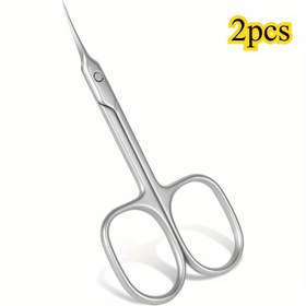 Resim 2 Adet Paslanmaz Çelik Tırnak Eti Makası - Profesyonel Manikür ve Pedikür Aleti Ölü Derin Bej Temizliği için, Ergonomik Tasarım ile Rahat Tutuş, Tırnak Bakımı, Metalik Cilalı Yüzeyli, Parlak Makaslar 