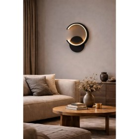 Resim Acrolite Ledli Duvar Aplik (Oturma Odası, Yatak Odası, Yemek Odası, Banyo, Kafe) ÇAP:30CM Siyah 3000K 