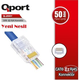 Resim Q-J600Y CAT6 50 ADET EZ-RJ45 YENI NESIL KONNEKTOR 