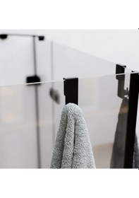 Resim Siyah Mat 304 Paslanmaz Duşakabin Askısı - Sadece 6mm Sabit Cam İçin - Sürgülü Kapıya Uygun Değildir Mat Siyah 