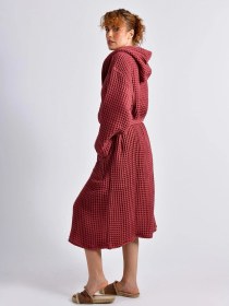 Resim Bordo Waffle Gofre Bornoz Çok Renkli 