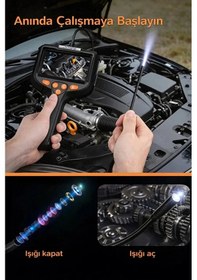 Resim Monitörlü Tek Kameralı 5 Mt Sert Kablo Yılan Endoskop Kamera 5,5 Mm 4.3 Inc Ekran Ip67 Su Geçirmez 