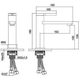 Resim Newarc Bold Lavabo Bataryası Siyah 910521B 