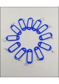 Resim Kimlik Plastik Etiket Anahtarlık 100 Adet Mavi Renk 
