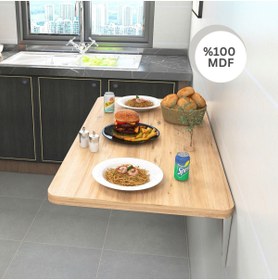 Resim Kydonia Home 60x90 Cm Oval Köşeli Mdf Metal Ayaklı Duvara Monte Kırma Katlanır Masa 