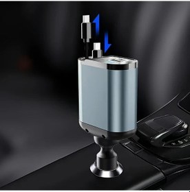 Resim Honeybeeshop Wgs-x11-siyah 120w Hızlı Geri Çekilebilir Araç Şarj Cihazı 2 Kablolu Usb Portlu 24a 120w Güç Kompakt Tasarım Araba Telefon Tablet Laptop 