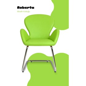 Resim Bürocci Roberta Misafir Koltuğu - Yeşil Deri - 2069J0110 