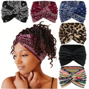 Resim Şık Minimalist Leopar Baskılı Polyester Spor Bandı, Teri Emici Elastik Nefes Alabilen Bandı Yoga Fitness Koşu Dış Mekan Sporları İçin 