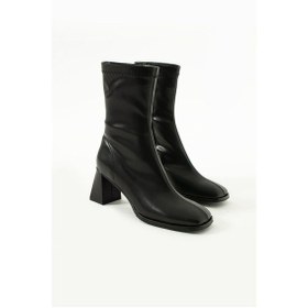 Resim Streç Bilekli Orta Boy Topuklu Bot Siyah 