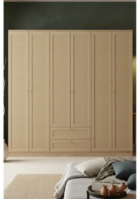 Resim Baru 6 Kapaklı 2 Çekmeceli Gardırop Kahverengi 