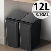 Resim Kapaklı Banyo Çöp Kutusu, 2'li Paket 11.73 L Otomatik Dokunmatiksiz Çöp Kovası, Küçük Hareket Sensörlü Akıllı Çöp Kutusu, Kapak otomatik olarak dalga ile açılır. Yatak Odası, Banyo, Ofis, Oturma Odası için 