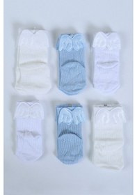 Resim Baby Shez Pamuklu 6'lı Yenidoğan Melek Kanatlı Bebek Çorap Mavi 
