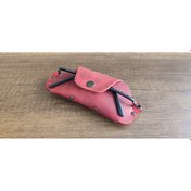 Resim Sumerian Leather Craft Deri Gözlük Kılıfı Kırmızı + Anahtarlık 