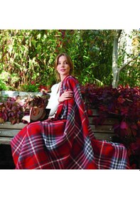 Resim Pikas Sesli Home Comfort Pamuklu Ekose Skoç Battaniye Kırmızı Gri 