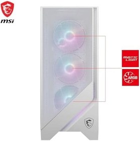 Resim MSI MAG Forge 320R Airflow White Mid-Tower Bilgisayar Kasası - ATX Kapasitesi, RTX 40 GPU Desteği, ARGB Fan, Manyetik Toz Filtresi, Sertleştirilmiş Cam, 1-6 ARGB Hub, USB 3.2 Generation 1 Tip A 