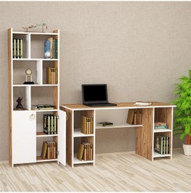 Resim Kalenderdekor1 Kalender Dekor Avel-Twins Mayra 145 Cm Çalışma Masası Takımı 02 Beyaz - Meşe 