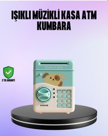 Resim Su Yeşili Elektronik Şifreli Atm Tasarımlı Para Biriktirme Kumbarası 
