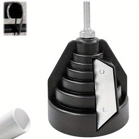 Resim ABS, CPVC, PP, PE Borular için Ayarlanabilir Yükseklikli 20-63mm PVC & PE Pervane Aparatı - Temiz ve Hassas Kesimler için Siyah Plastik Tabanlı Metal Levha ile Kenar Düzeltme ve Çapak Alma - Altıgen Dişli Tasarım, Dayanıklı Yapı 