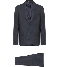 Resim Süvari Lacivert Slim Fit Desenli Sivri Yaka 6 Drop Klasik Takım Elbise-35527 Lacivert 